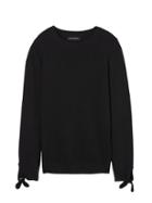 Banana Republic Womens Italian Superloft Bow-cuff Crew Black Size Xl