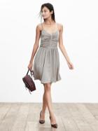 Banana Republic Womens Shirred Silk Dress Size 0 - Shenandoah Taupe