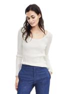 Banana Republic Womens Ribbed Scoop Neck Sweater - Cocoon