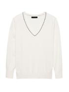 Banana Republic Womens Stretch-cotton V-neck Sweater White Size Xxl