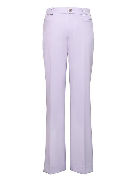Banana Republic Womens Petite Logan Trouser-fit Cropped Machine-washable Italian Wool Blend Pant Lilac Size 6