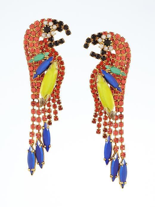 Banana Republic Womens Elizabeth Cole Parrot Earring - Red