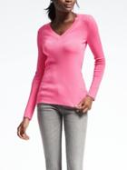Banana Republic Womens Extra Fine Merino Wool Vee Pullover - Hot Pink