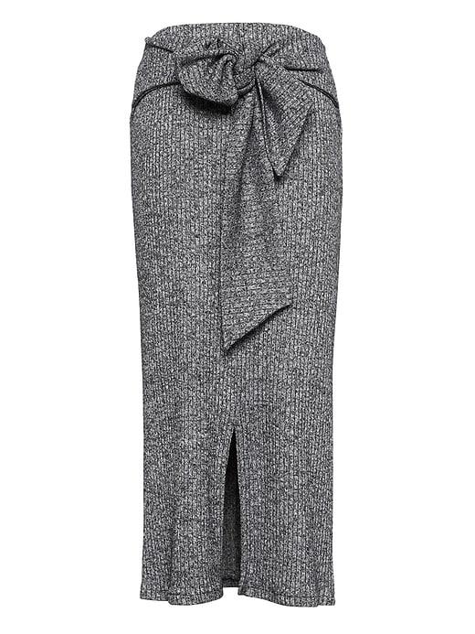 Banana Republic Womens Ribbed Luxespun Tie-waist Midi Skirt Gray Size M