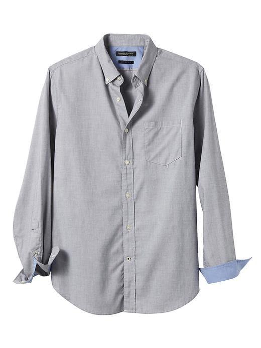 Banana Republic Mens Grant Slim Fit Custom Wash Shirt - Preppy Navy