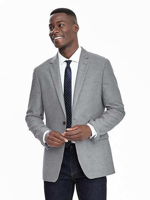 Banana Republic Mens Modern Slim Herringbone Double Button Blazer Size 36 Regular - Gray