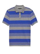 Banana Republic Mens Luxury-touch Performance Stripe Polo Shirt Blue Galaxy Size Xs