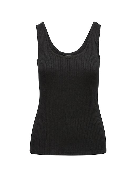 Banana Republic Womens Soft Jersey Rib-knit Tank Black Size S