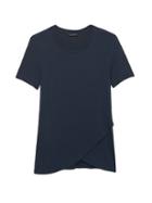 Banana Republic Womens Soft Sustainable Modal Cross-front T-shirt Navy Size M