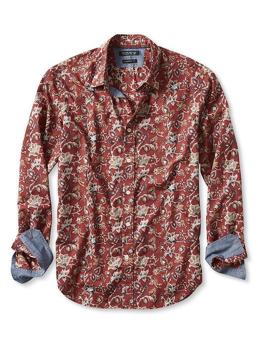 Banana Republic Mens Camden Fit Custom 078 Wash Rust Floral Shirt Size L Tall - Muir Wood