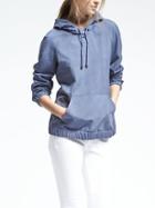 Banana Republic Womens Luxe Brushed Twill Hoodie - Blue