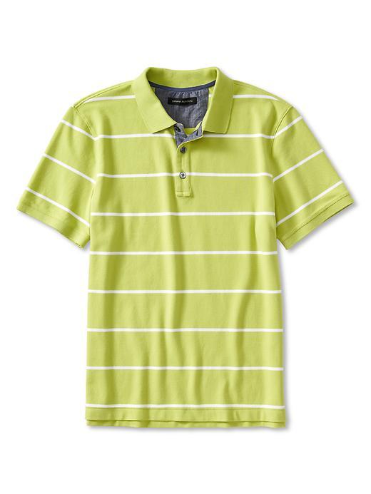 Banana Republic Mens Stripe Pique Polo Size L - Green