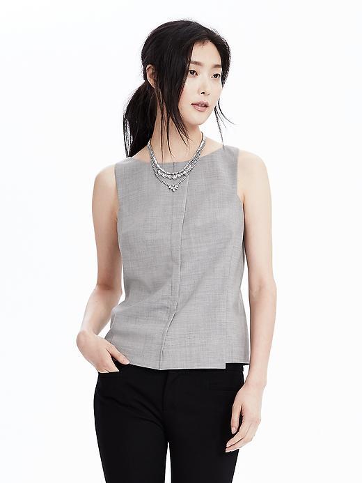 Banana Republic Pleated Wool Shell Size L Petite - Light Gray
