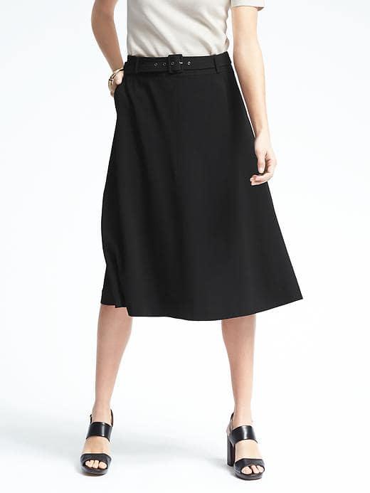 Banana Republic Womens Utility Twill Midi Skirt - Black
