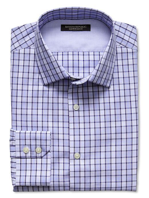 Banana Republic Slim Fit Non Iron Blue Check Shirt
