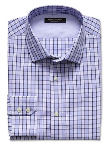 Banana Republic Slim Fit Non Iron Blue Check Shirt