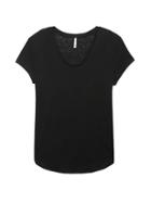 Banana Republic Womens Linen-blend Cap-sleeve Scoop Tee Black Size Xxl