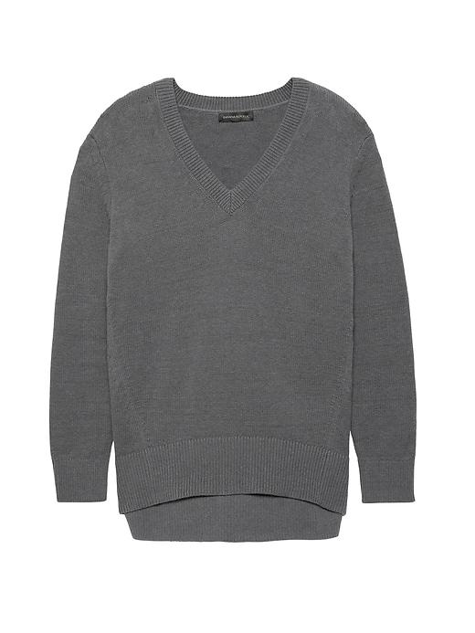 Banana Republic Womens Supersoft Cotton Blend V-neck Sweater Heather Charcoal Size Xs