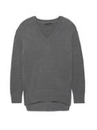 Banana Republic Womens Supersoft Cotton Blend V-neck Sweater Heather Charcoal Size Xs