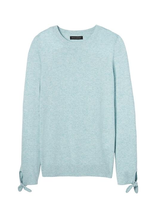 Banana Republic Womens Italian Superloft Bow-cuff Crew Heather Light Blue Size Xl