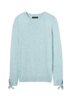 Banana Republic Womens Italian Superloft Bow-cuff Crew Heather Light Blue Size Xl