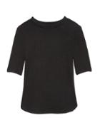 Banana Republic Womens Luxespun Ribbed Mock-neck T-shirt Black Size S