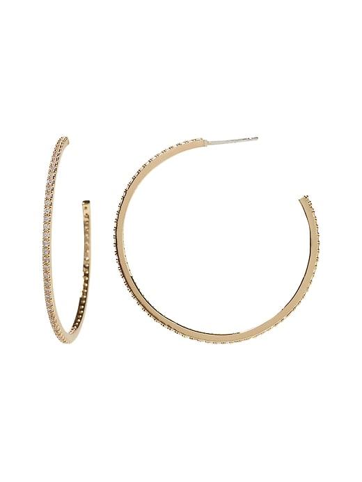 Banana Republic Womens Pave Hoop Earring Gold Size One Size