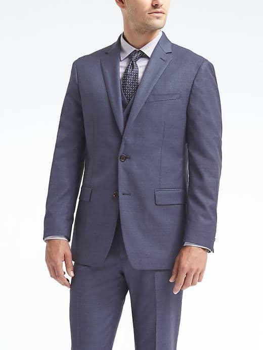 Banana Republic Mens Standard Solid Wool Suit Jacket - Bright Blue