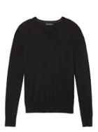 Banana Republic Mens Silk-cotton Cashmere V-neck Sweater Black Size Xs