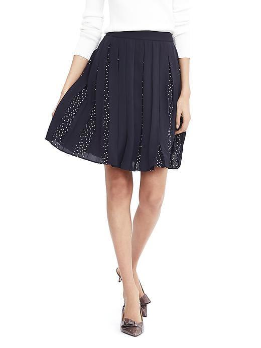 Banana Republic Womens Pleated Dot Skirt - Blue Multi