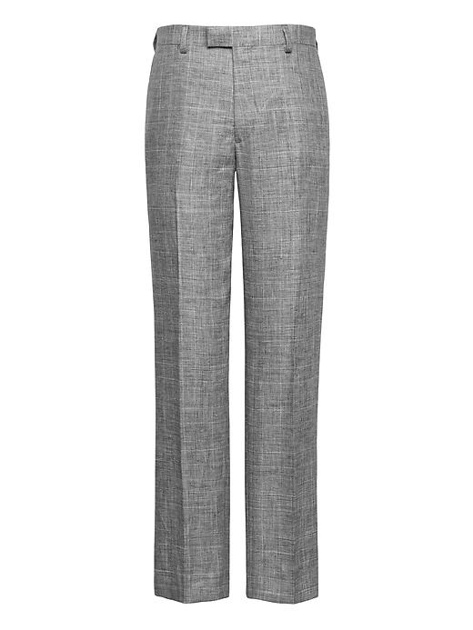 Banana Republic Mens Standard Gray Plaid Linen Suit Pant Light Gray Size 33w