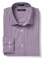Banana Republic Mens Grant Fit Non Iron Twill Gingham Shirt - Prestine Purple