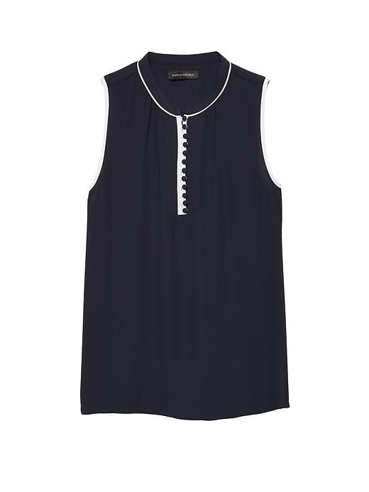 Banana Republic Womens Petite Button-front Top Navy Star Size Xs