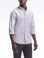 Banana Republic Mens Camden Fit Cotton Stretch Stripe Shirt - Blue Violet