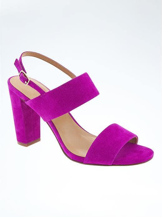 Banana Republic Double Strap Block Heel Sandal - Neon Fuschia