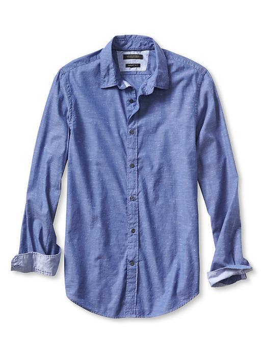Banana Republic Mens Grant Fit Custom 078 Wash Slubbed Shirt Size L Tall - Blue