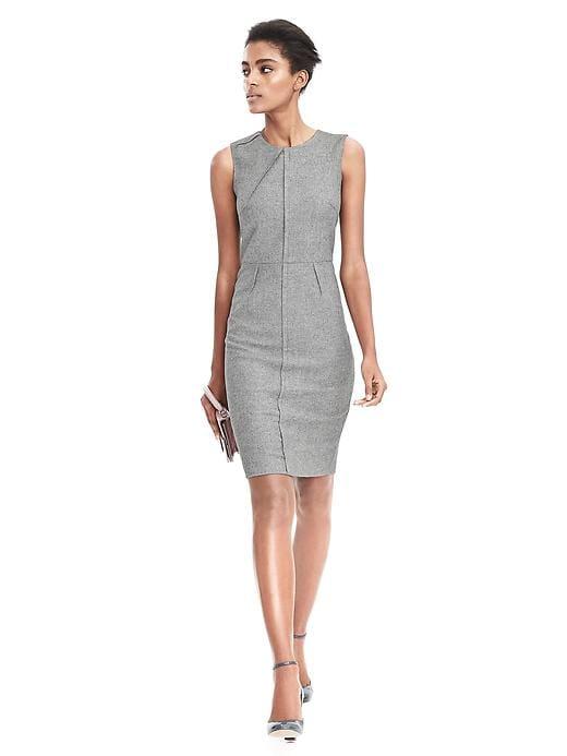 Banana Republic Womens Pleat Neck Flannel Dress - Black/white