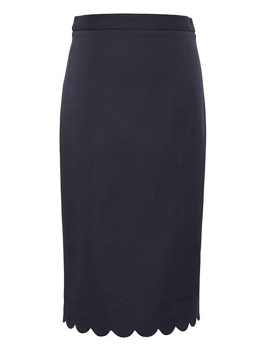 Banana Republic Womens Scalloped Bi-stretch Pencil Skirt Navy Size 8