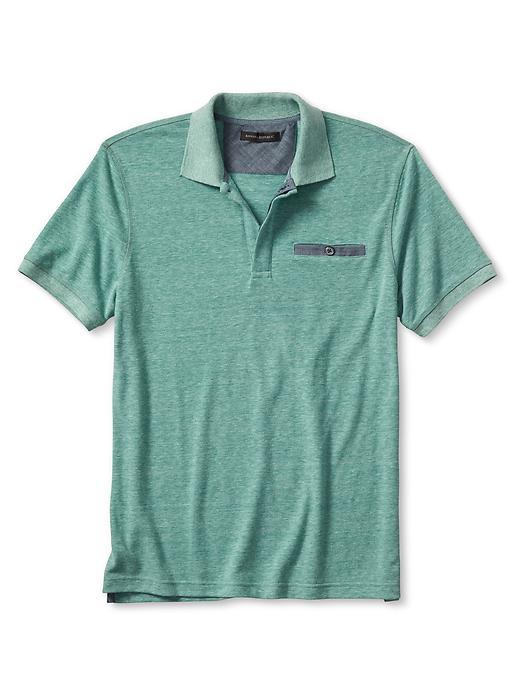 Banana Republic Mens Chest Pocket Pique Polo Size L Tall - Green Earth