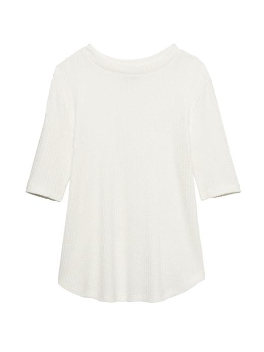 Banana Republic Womens Luxespun Ribbed Mock-neck T-shirt White Size S