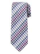 Banana Republic Mens Multi Plaid Cotton-silk Nanotex Tie Purple Fog Size One Size