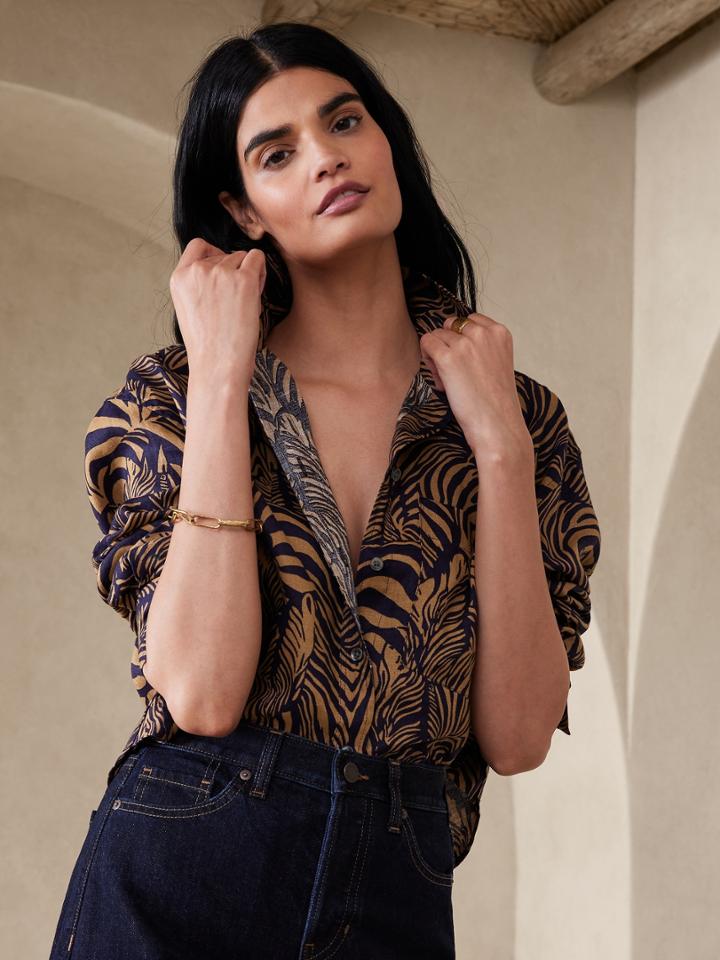 Linen Boxy Cropped Shirt