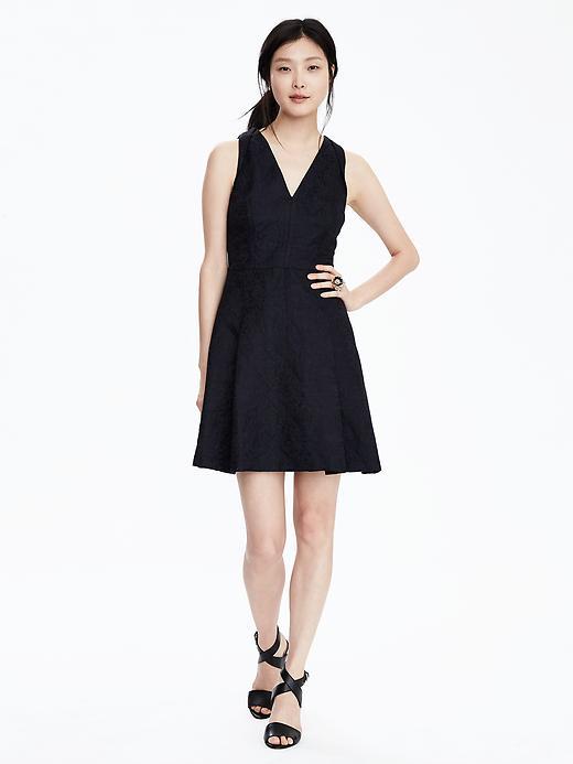 Banana Republic Womens Pleated Jacquard Vee Dress Size 0 - Br Spice Paisley Blue