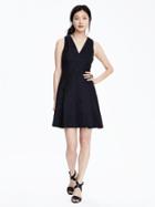Banana Republic Womens Pleated Jacquard Vee Dress Size 0 - Br Spice Paisley Blue