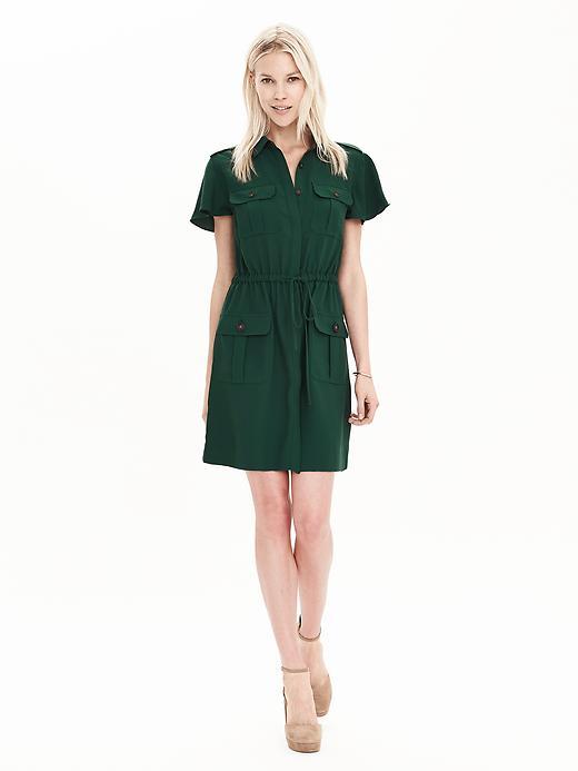 Banana Republic Womens Soft Utility Shirtdress Size L Tall - Deep Hunter