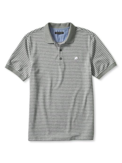 Banana Republic Mens Signature Pique Polo Size L Tall - Gray Texture