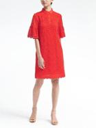 Banana Republic Womens Flutter Sleeve Lace Polo Dress - Deep Red