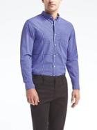 Banana Republic Mens Grant Fit Custom Wash Check Shirt - Blue Violet