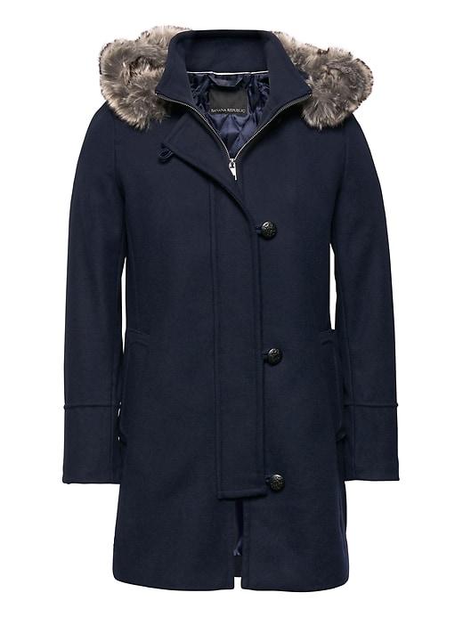 Banana Republic Womens Italian Melton Wool Blend Parka Navy Blue Size Xs