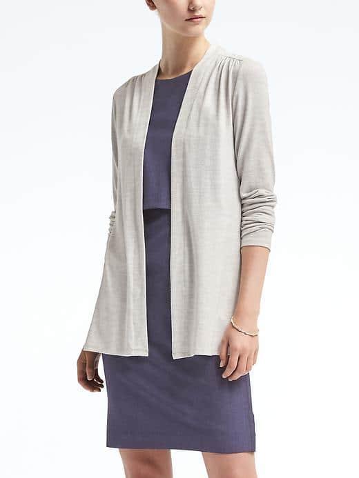 Banana Republic Womens Long Sleeve Soft Jersey Cardigan - Heather Gray
